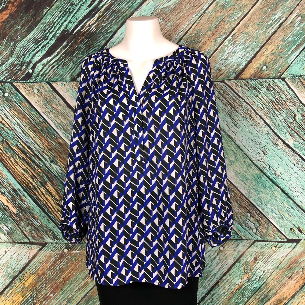 D3 - Banana Republic Blue/Black/White Blouse - S